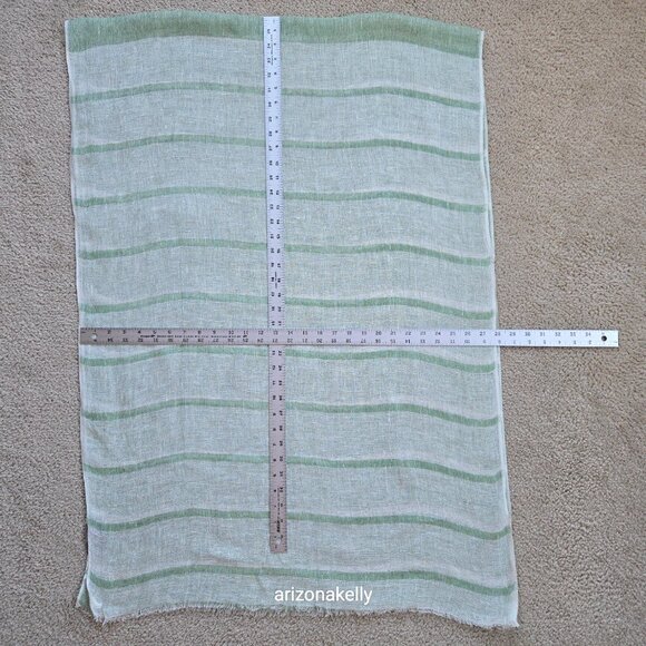 NWOT Threads Napa Valley Linen Scarf Green & White Stripe - Picture 8 of 9